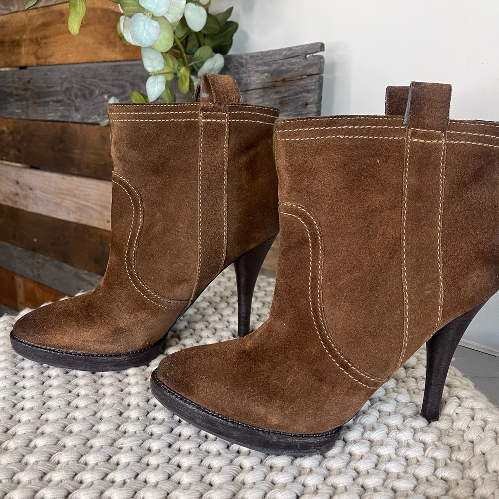BCBG Distressed High Heel Cowboy Boots